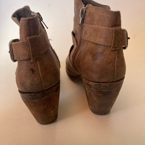 Dolce vita leather brown heeled ankle boots buckles Sz 8.5 - Picture 4 of 11